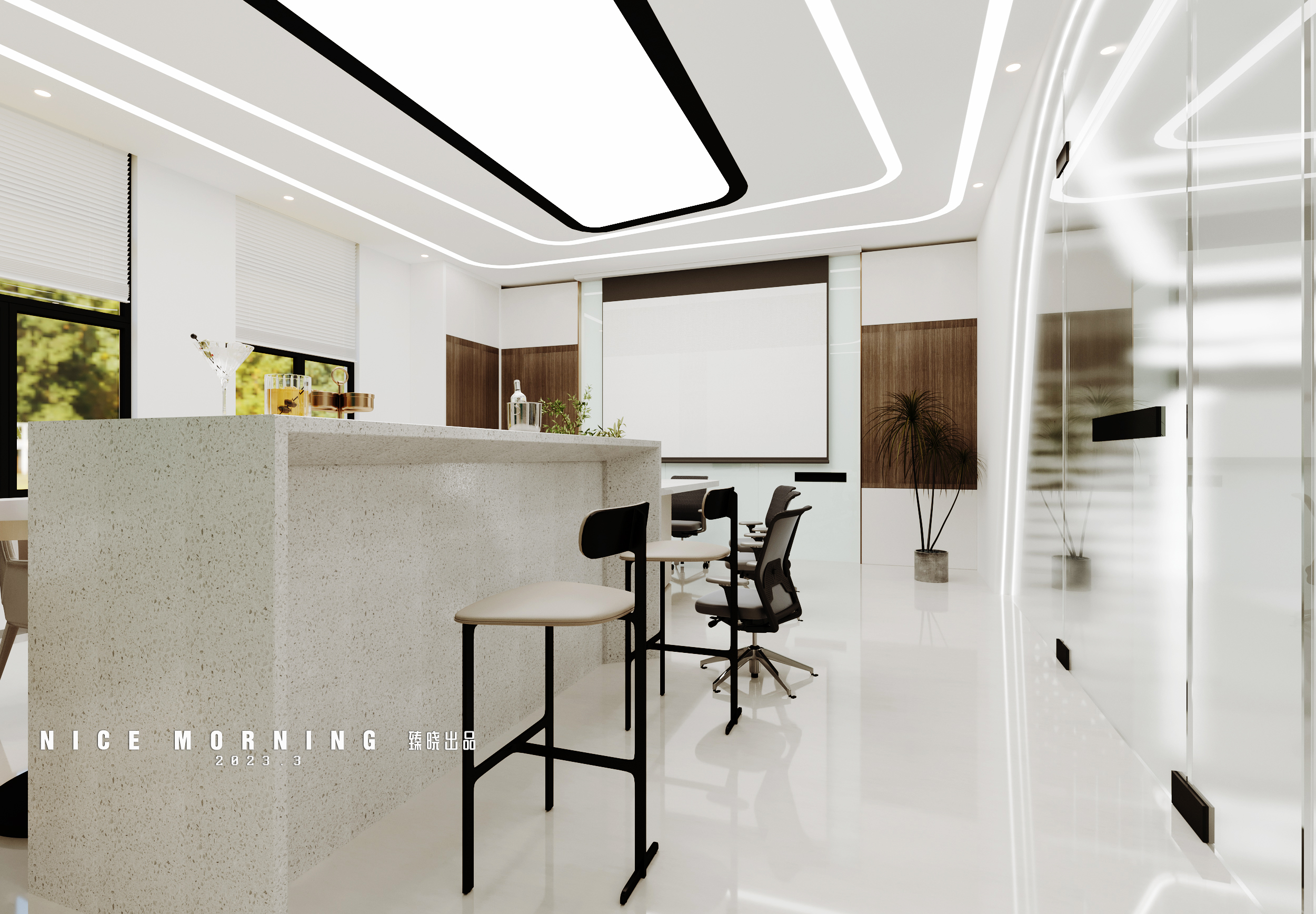 医药高新区世界地图冲孔铝板办公室设计丨中国泰州丨医药高新区臻晓空间美学设计所-9