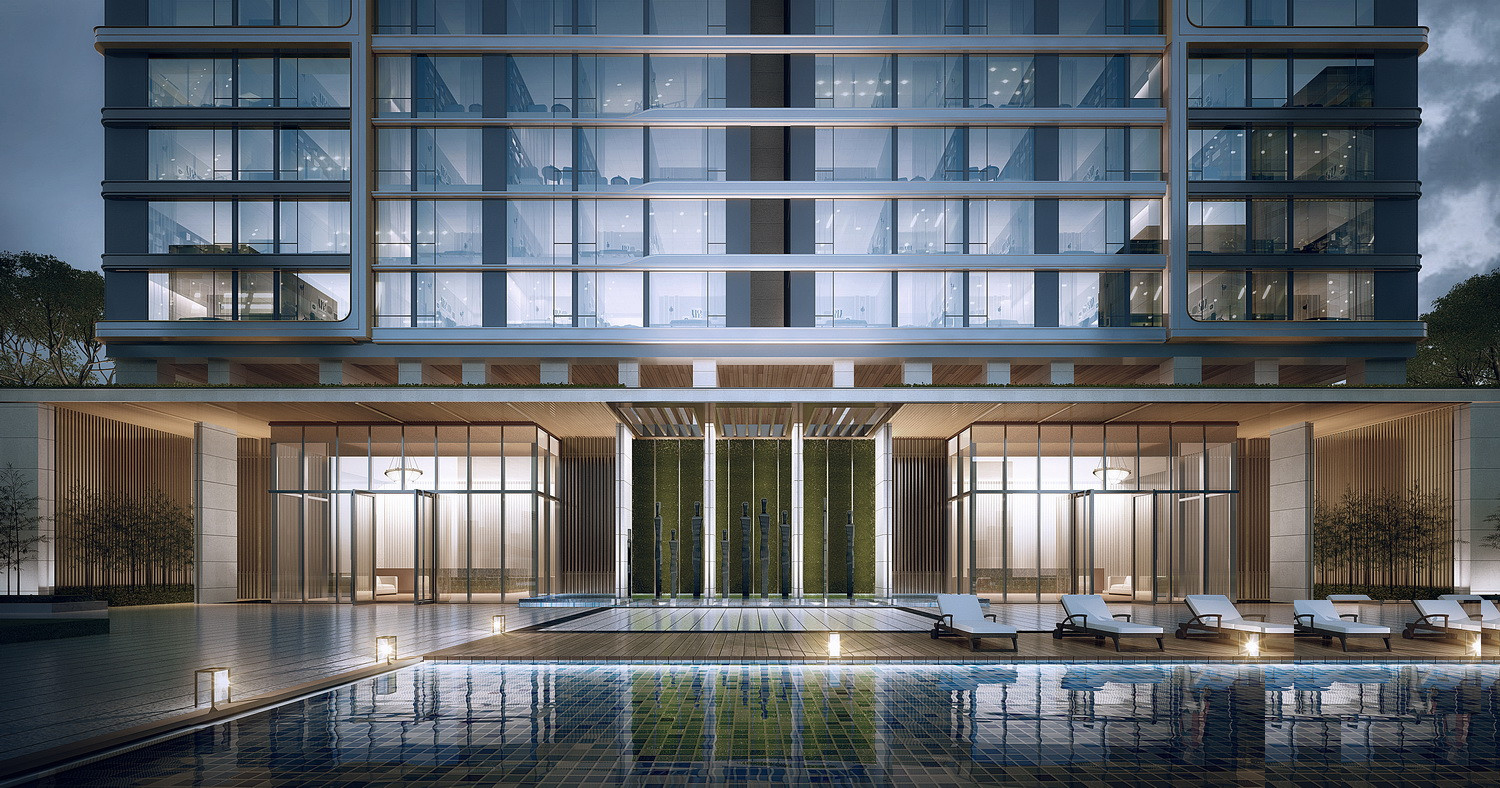 外挑雨棚式住宅入口大堂-1