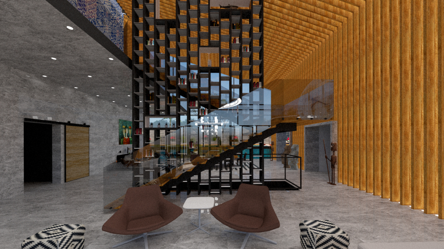 三层错落式住宅设计,楼梯与书架完美融合-8