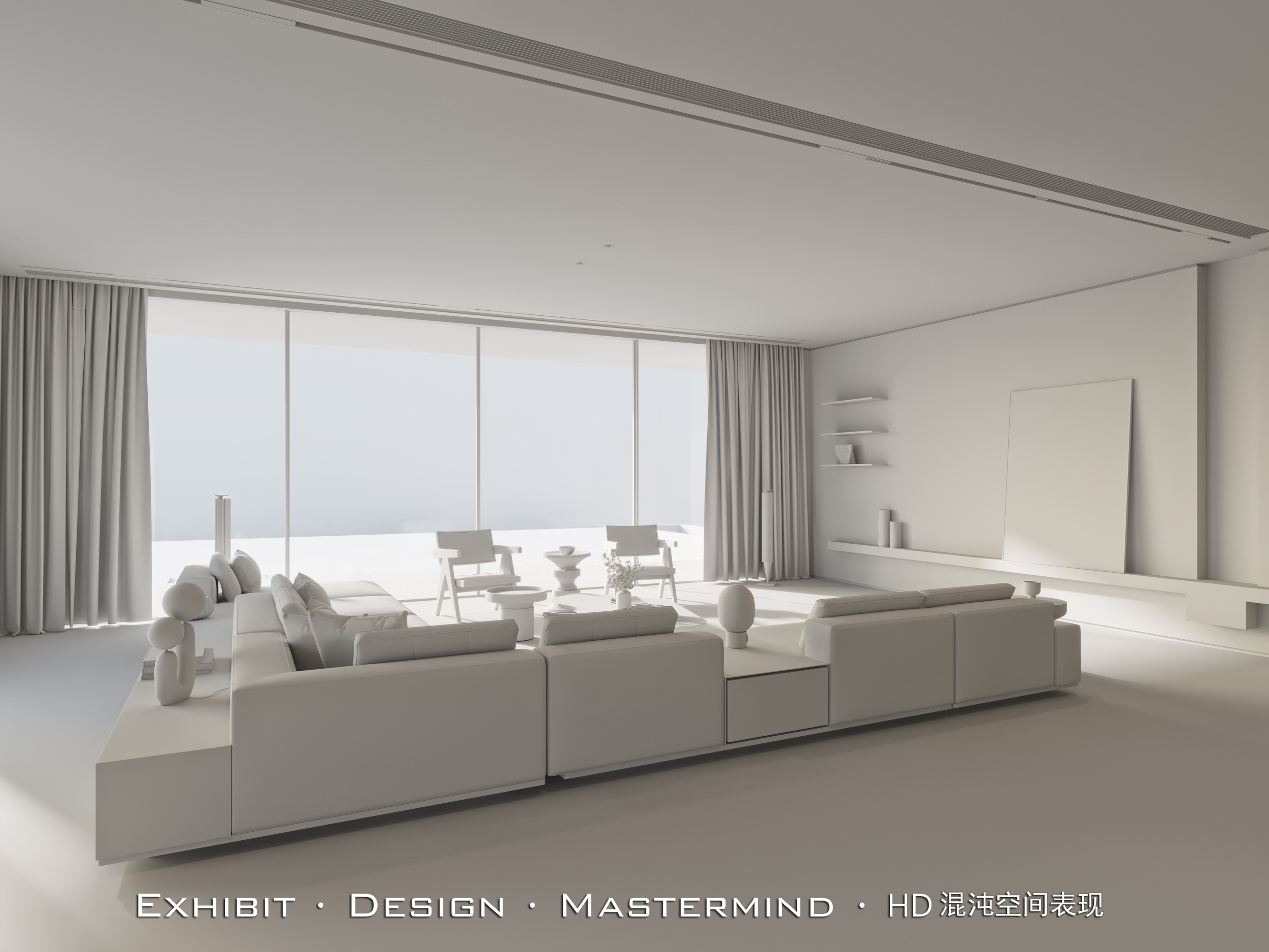 现代极简客厅的混沌空间写实表现-0