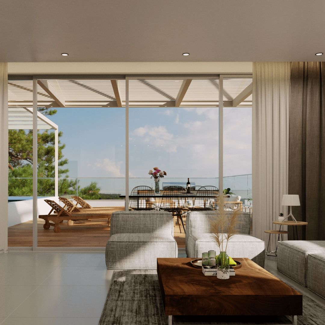 House with pool, living room.-6