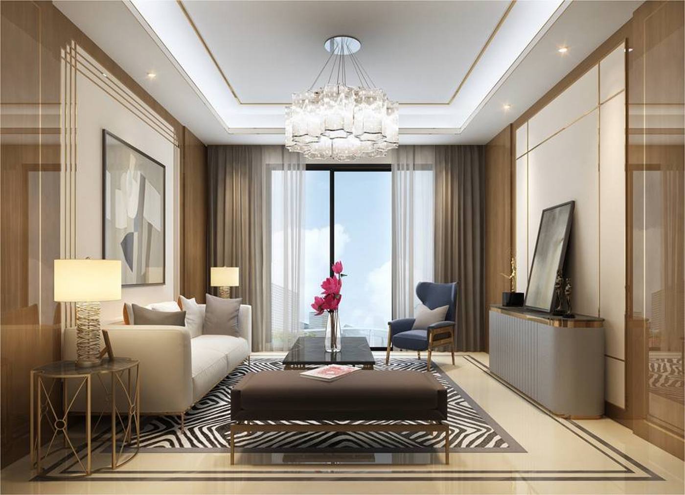 现代轻奢三套样板间丨软装方案+效果图-6