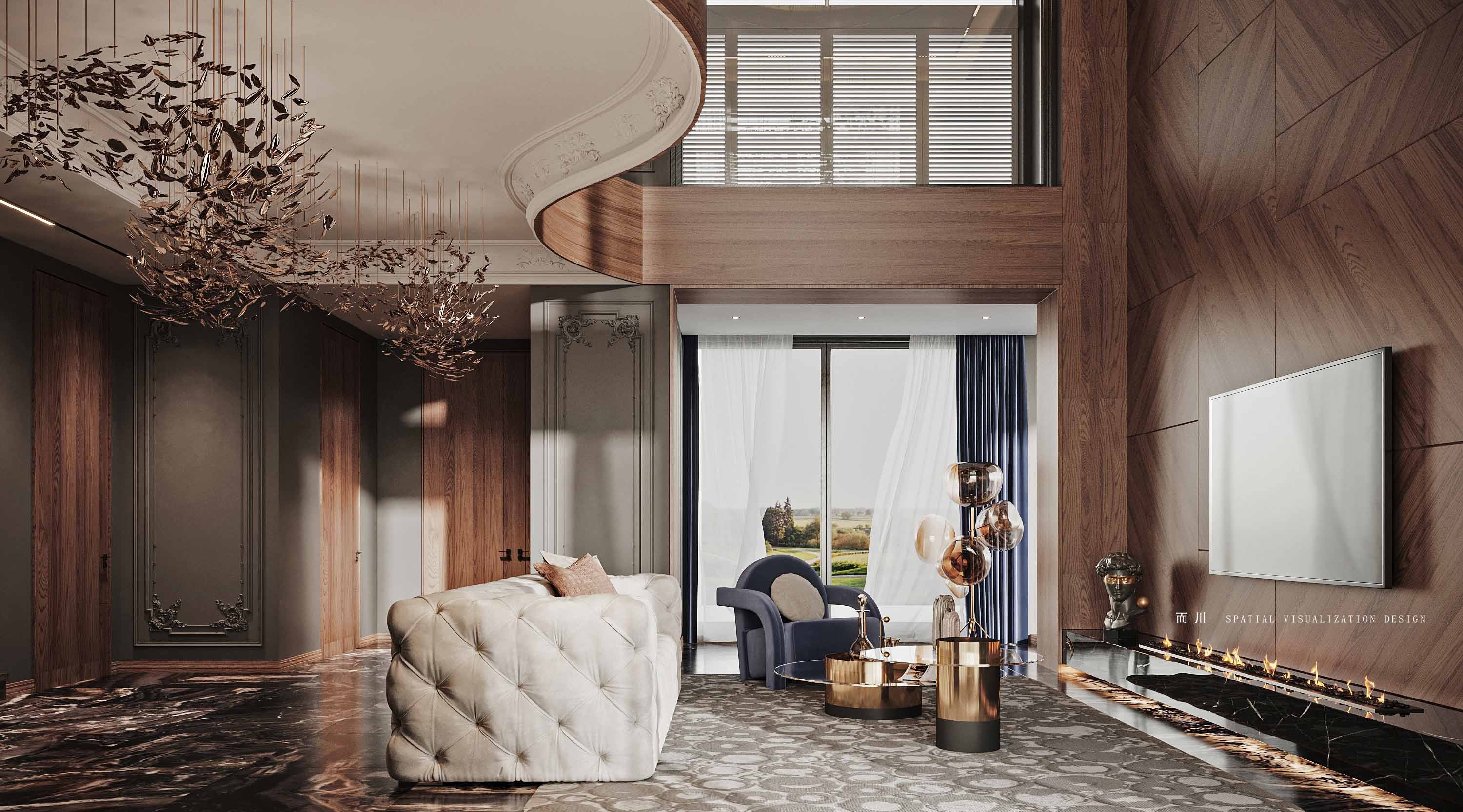 意式风情别墅设计丨而川空间可视化工作室-3