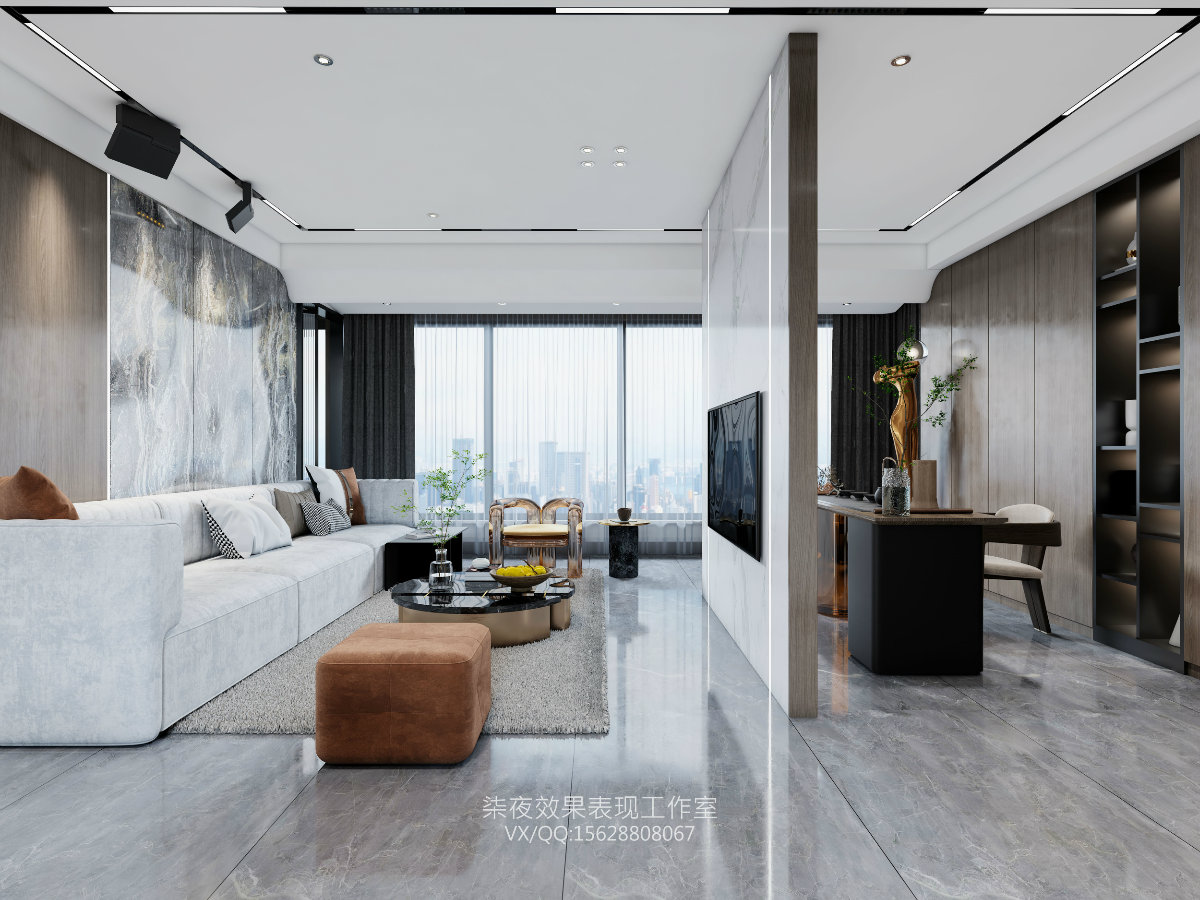 HOME|济南案例 打造现代风格170m2轻奢简约-3