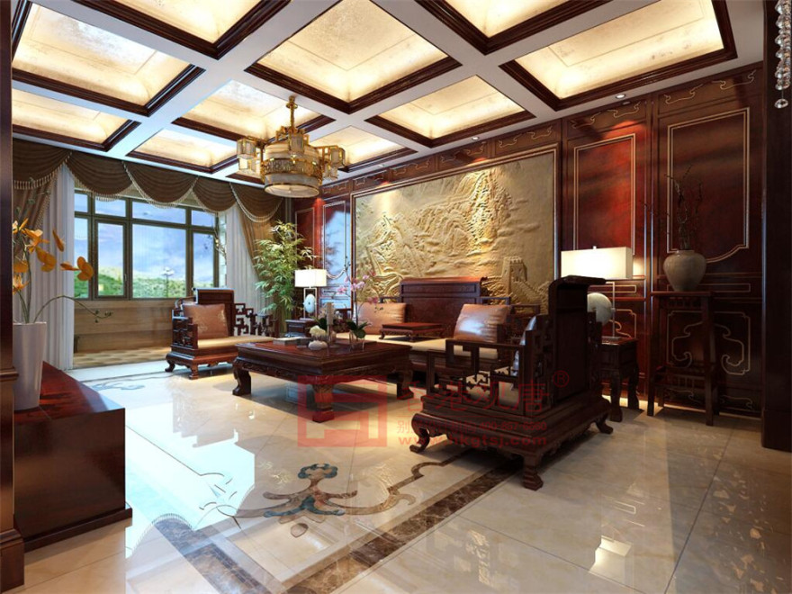 鎏金岁月,国华东方美郡中式古典别墅装修设计-8