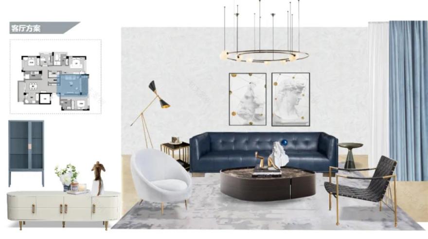 杭州 190m2 现代轻奢平层之家,以克莱因蓝加莫奈灰诠释温柔优雅-24