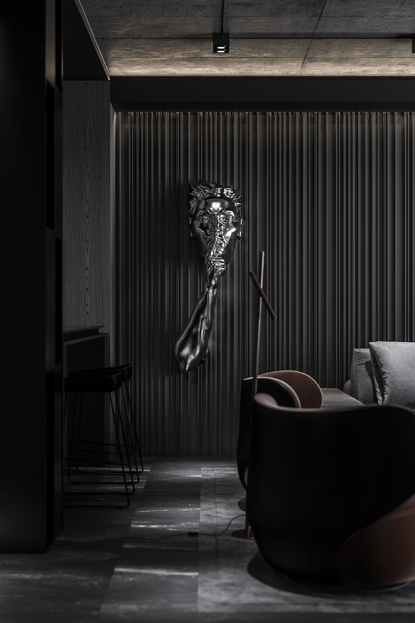 Dark Luxury Living Area-8