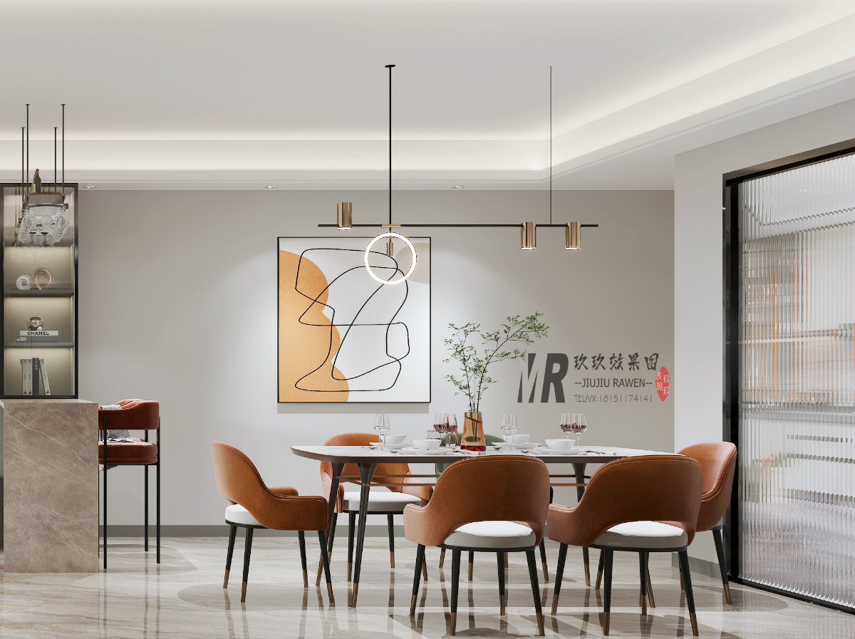 现代简约 |现代轻奢 |客餐厅、卧室效果图案例分享——玖玖设计表现-6