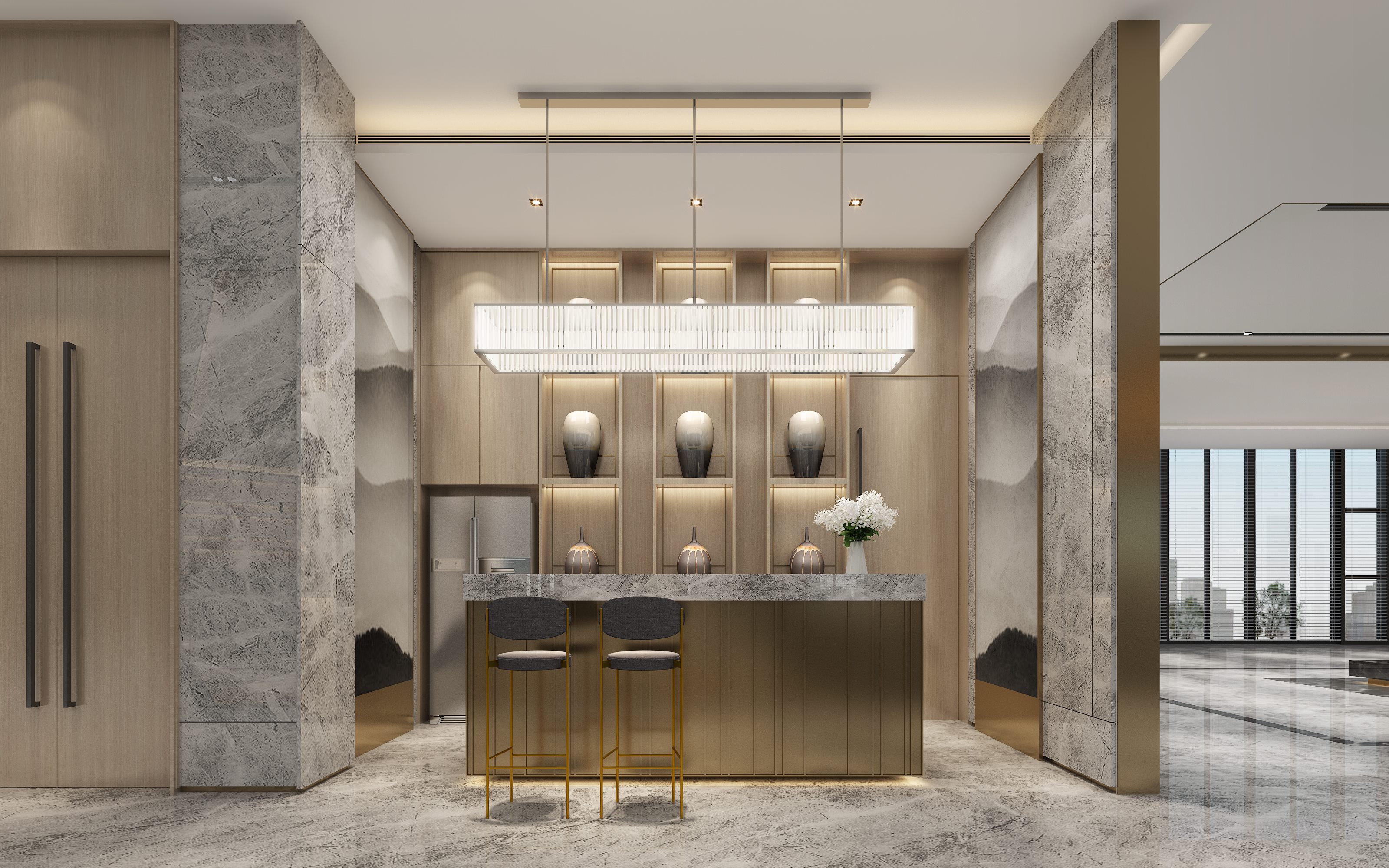 桂林商业空间设计 | 石材与木饰面的优雅融合-6