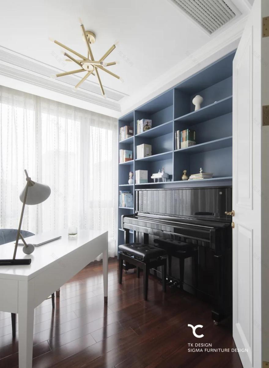 杭州 190m2 现代轻奢平层之家,以克莱因蓝加莫奈灰诠释温柔优雅-75