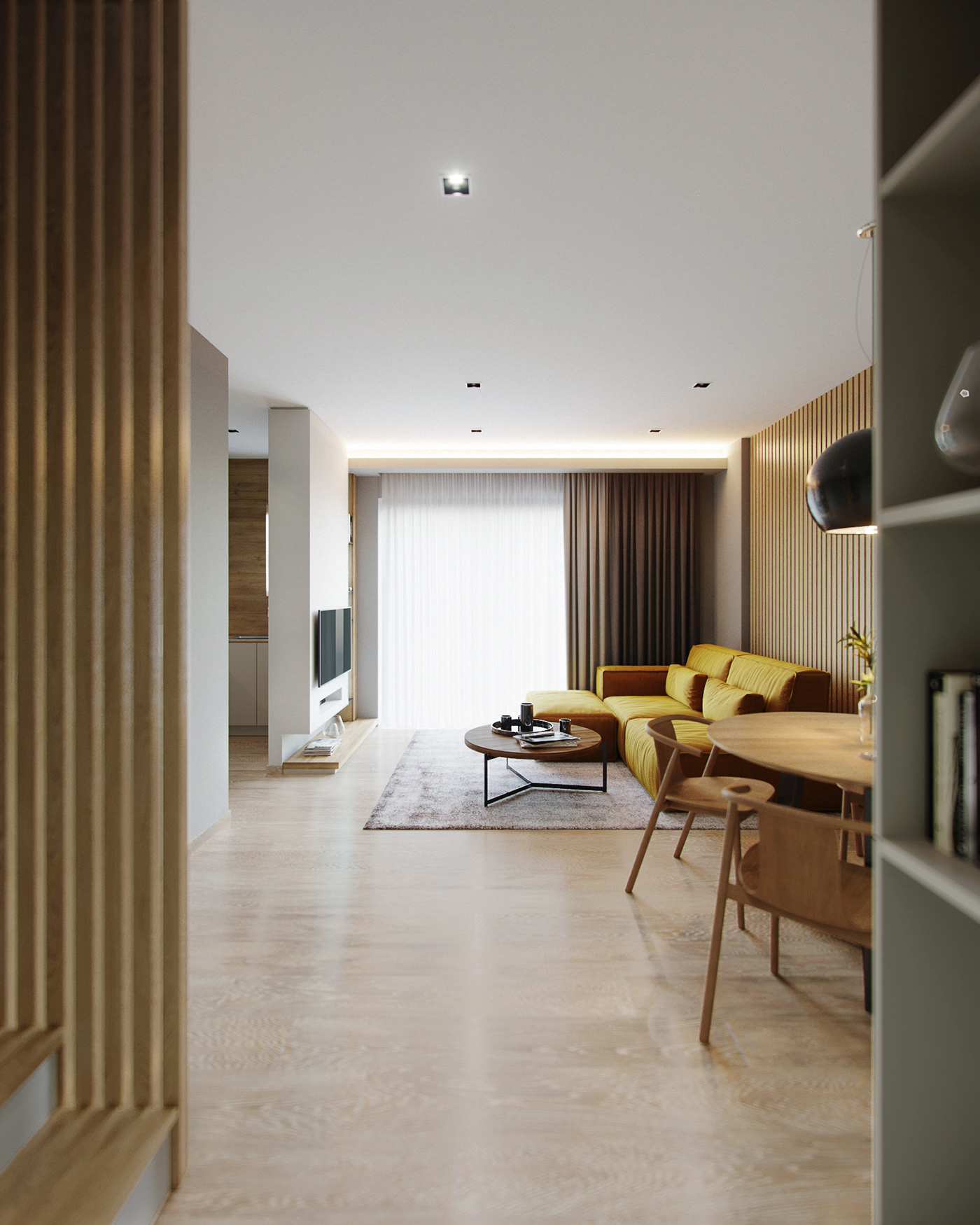 雅典 Glyfada 别墅翻新 | 黄色沙发成为焦点-1