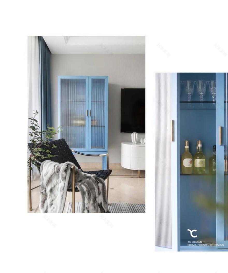 杭州 190m2 现代轻奢平层之家,以克莱因蓝加莫奈灰诠释温柔优雅-32