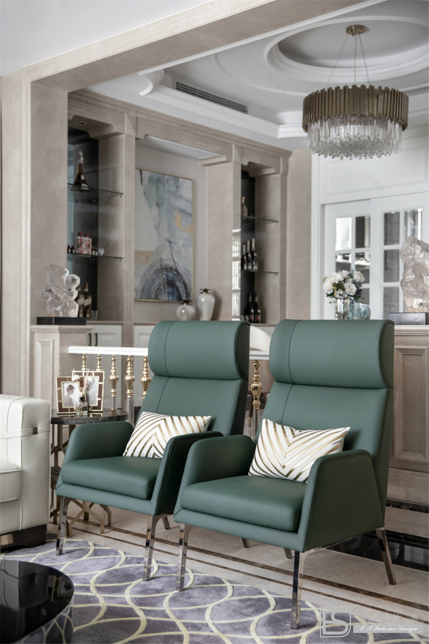 壹色软装 | 现代轻奢融入新中式,打造 350m2 中央美墅-8