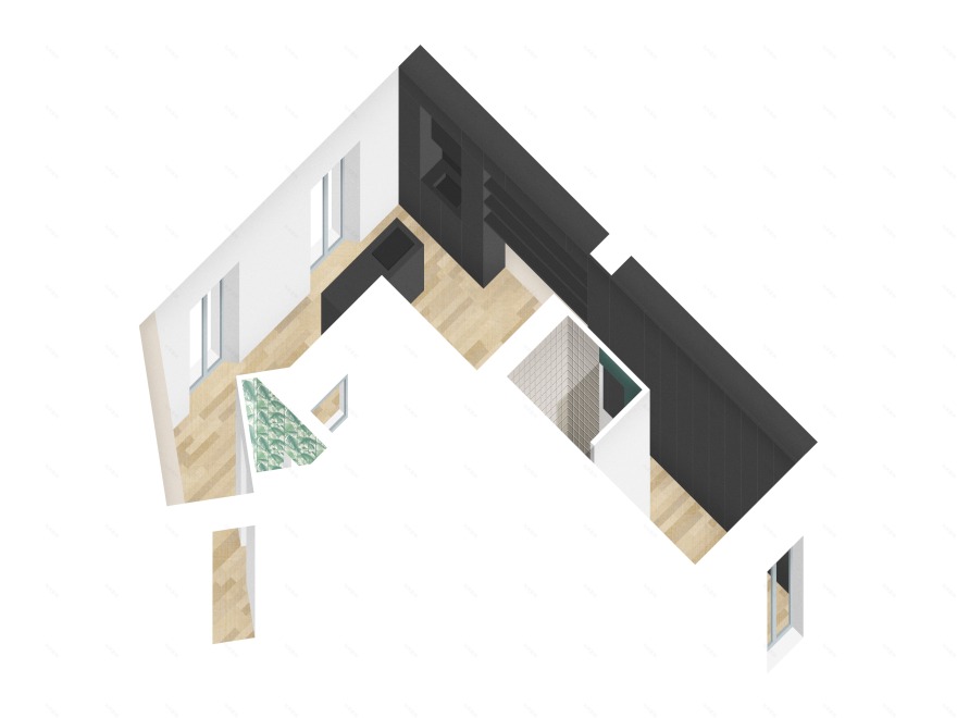 复古公寓翻新 | 从公共到私密,色彩与材料营造温馨生活-11