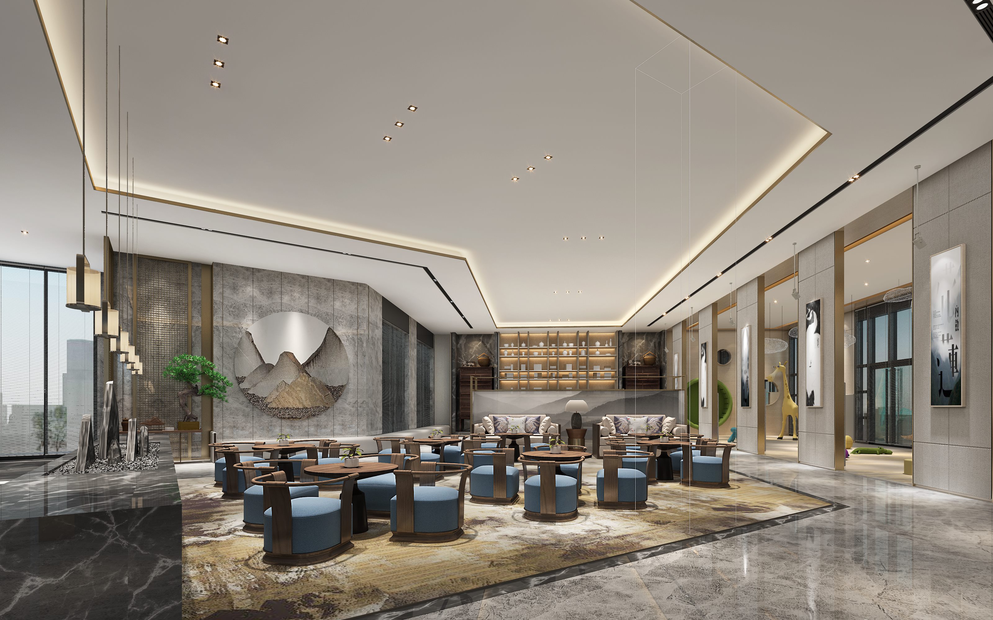 桂林商业空间设计 | 石材与木饰面的优雅融合-4