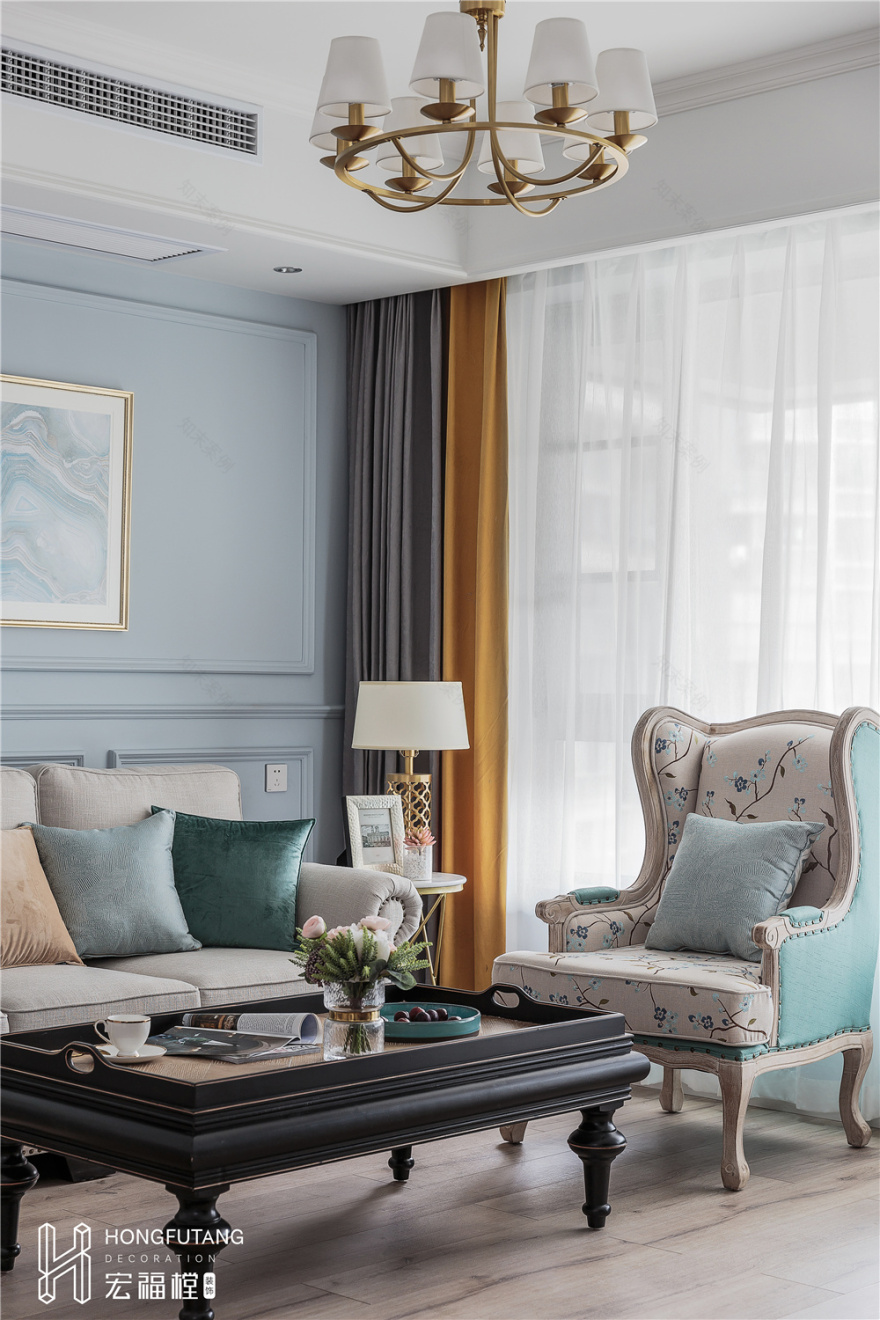 成都宏福樘装饰《飞行棋》平层住宅设计,美式混搭风格-59