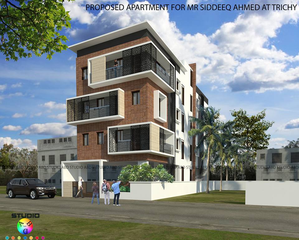 Apartment Elevation Design in Trichy – Khaja Nagar-1