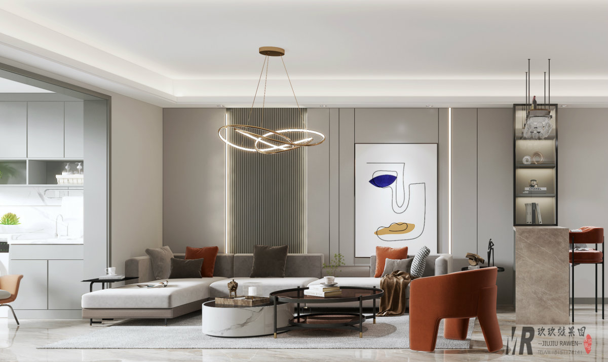 现代简约 |现代轻奢 |客餐厅、卧室效果图案例分享——玖玖设计表现-4