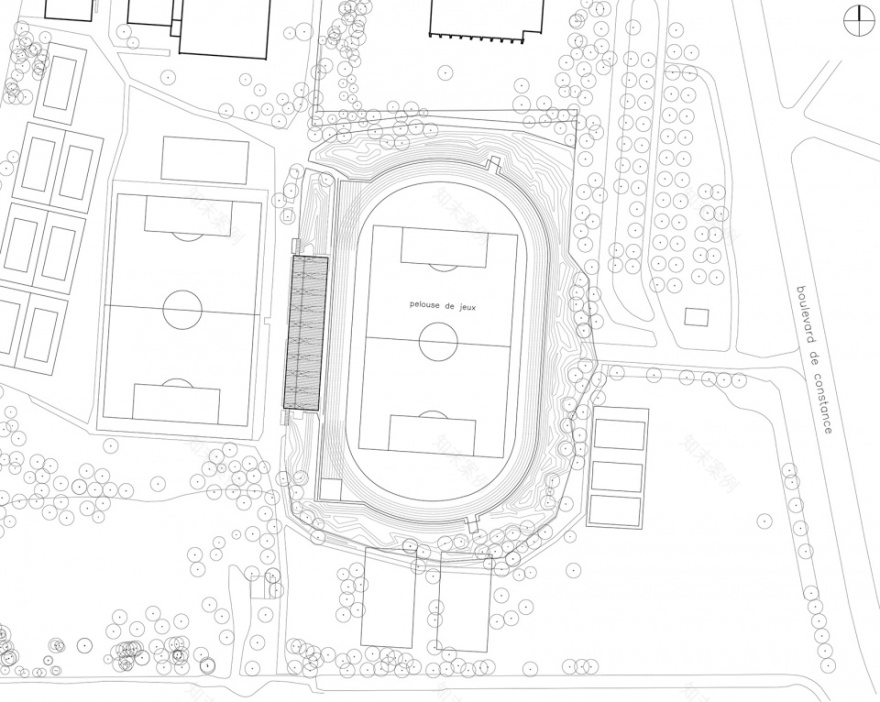 法国枫丹白露体育场看台 | 树状立柱营造开阔空间-30