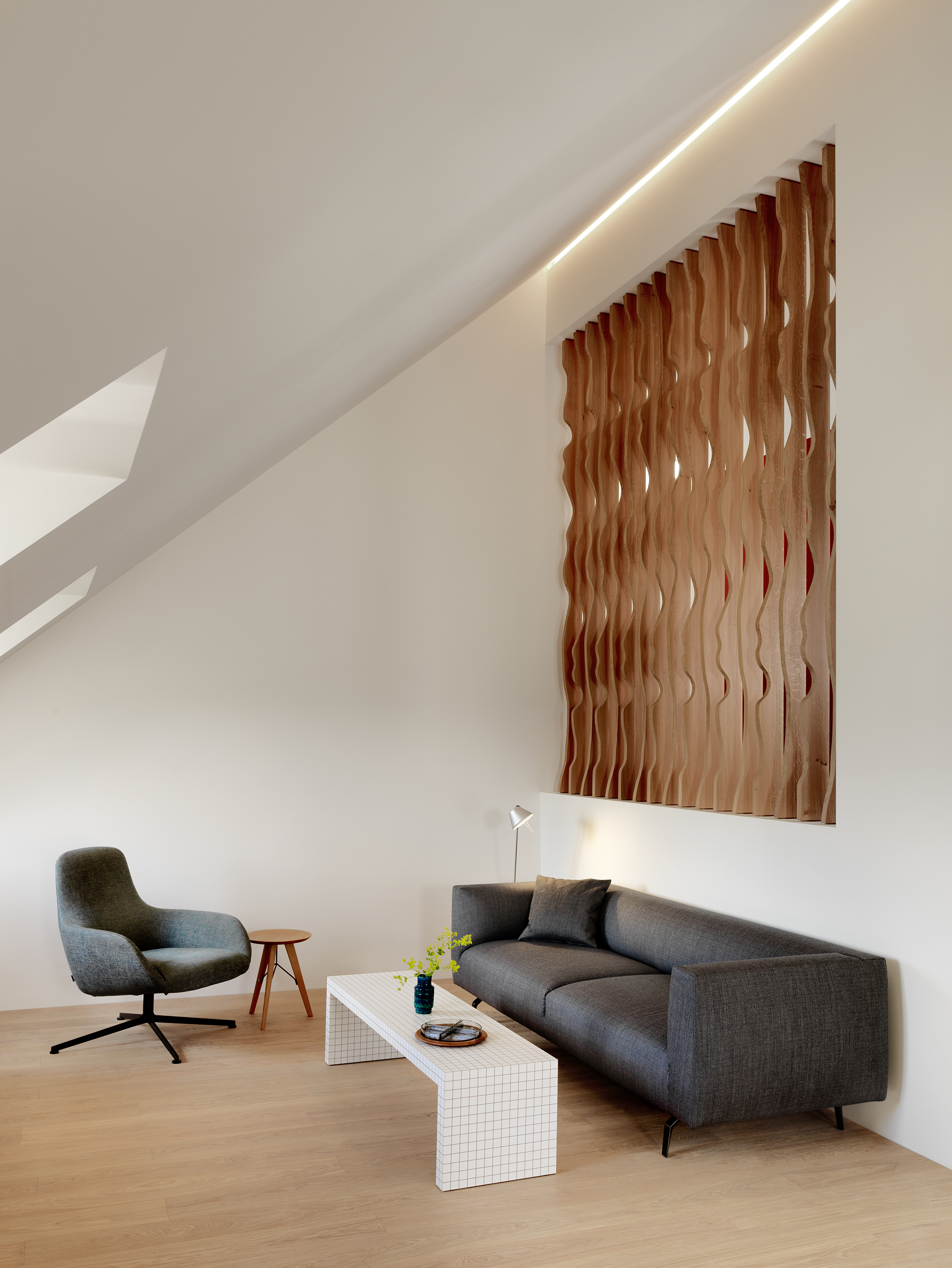 瑞士家庭公寓,红墙分隔流动空间-3