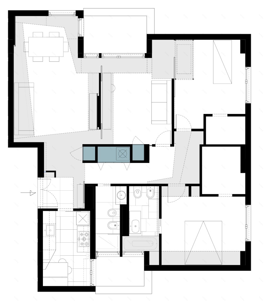 罗马南郊公寓的灵动空间设计-25