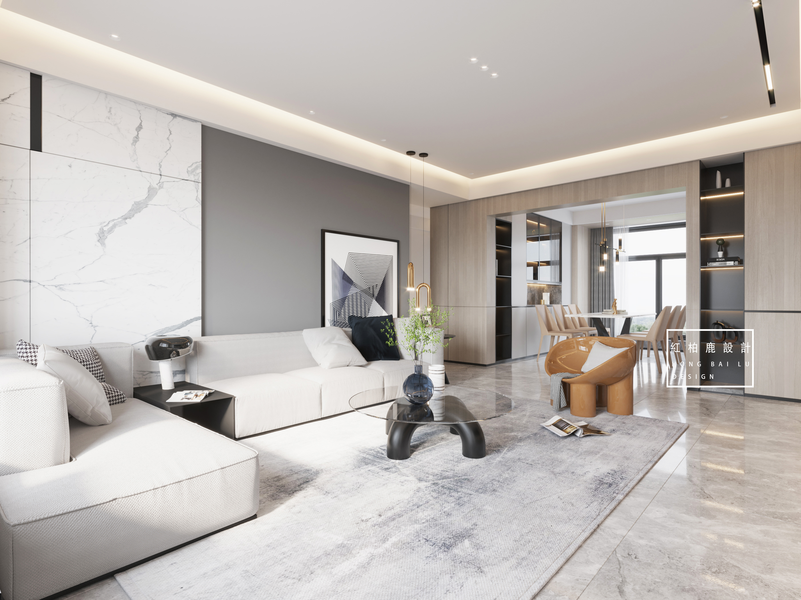 深圳宝安第五大道 120㎡现代简约风设计 | 极简配色,蓝绿点缀-8