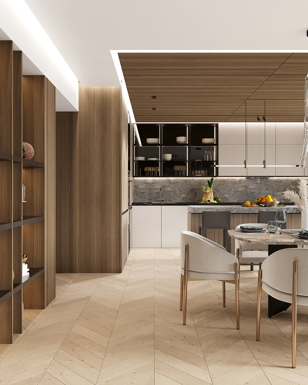 胡桃木+大理石，不一样的奢华质感！-5