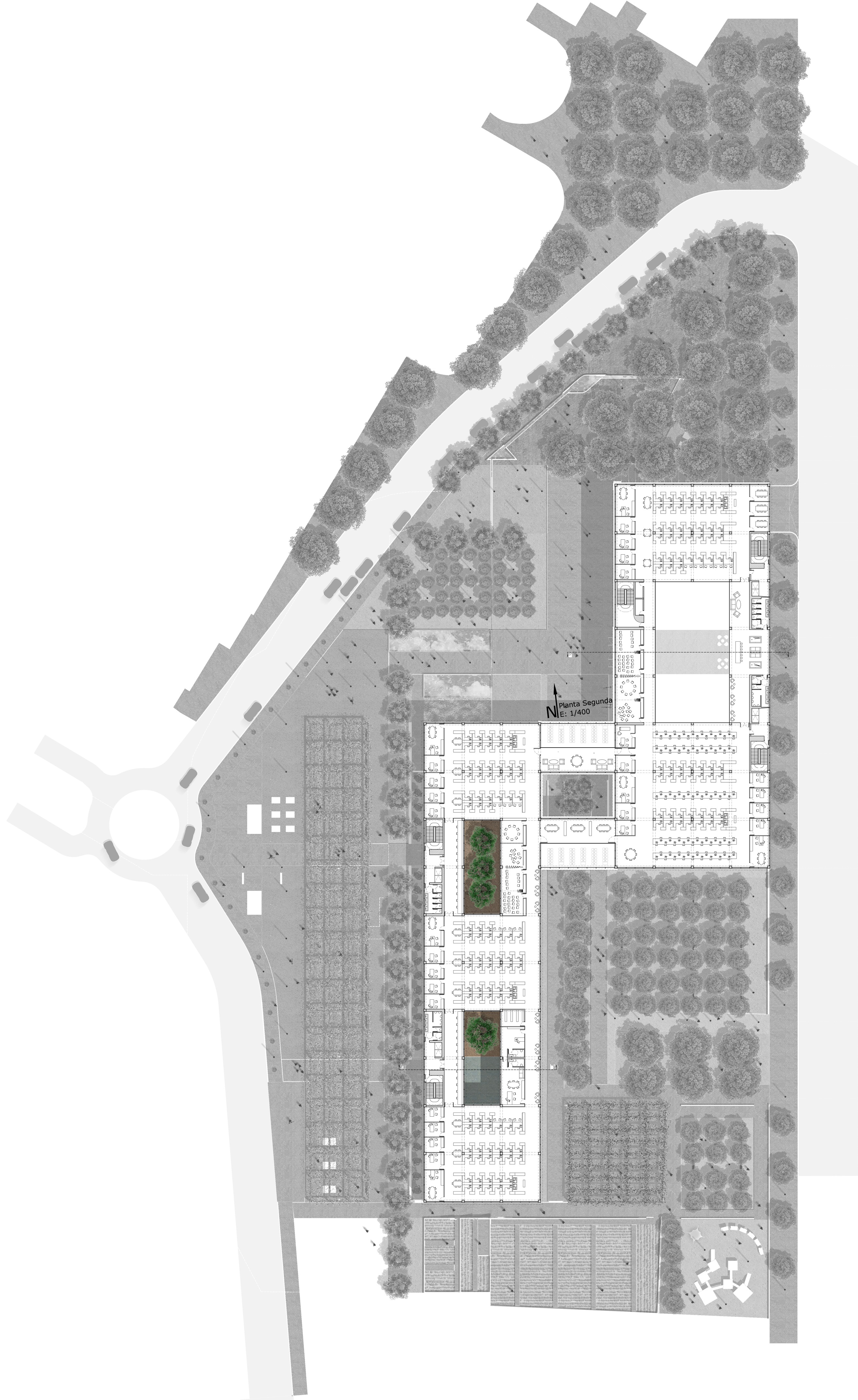 三庭院办公建筑 | 自然与城市的和谐交融-8