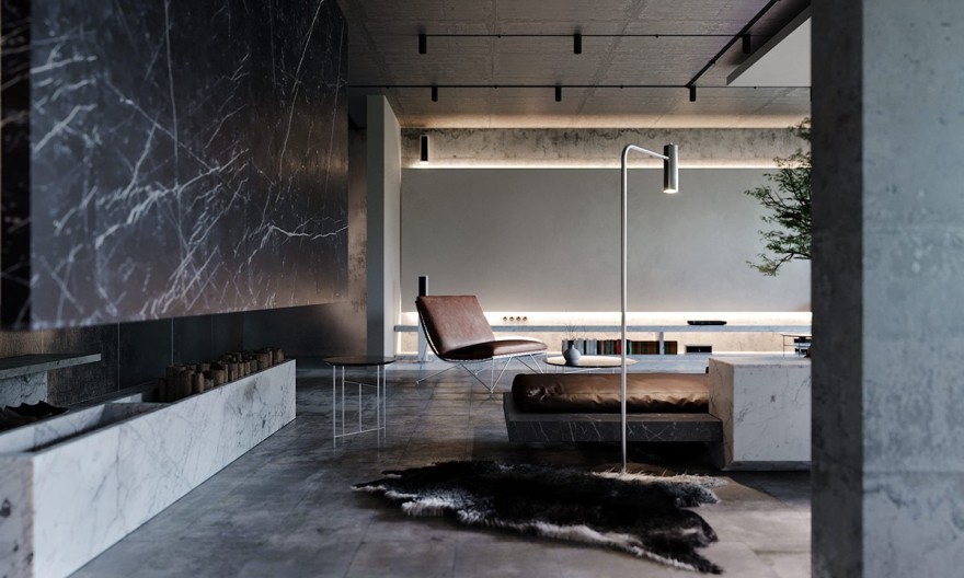 工业风金石运用,Moldova 住宅与广州铜板墙居所-7