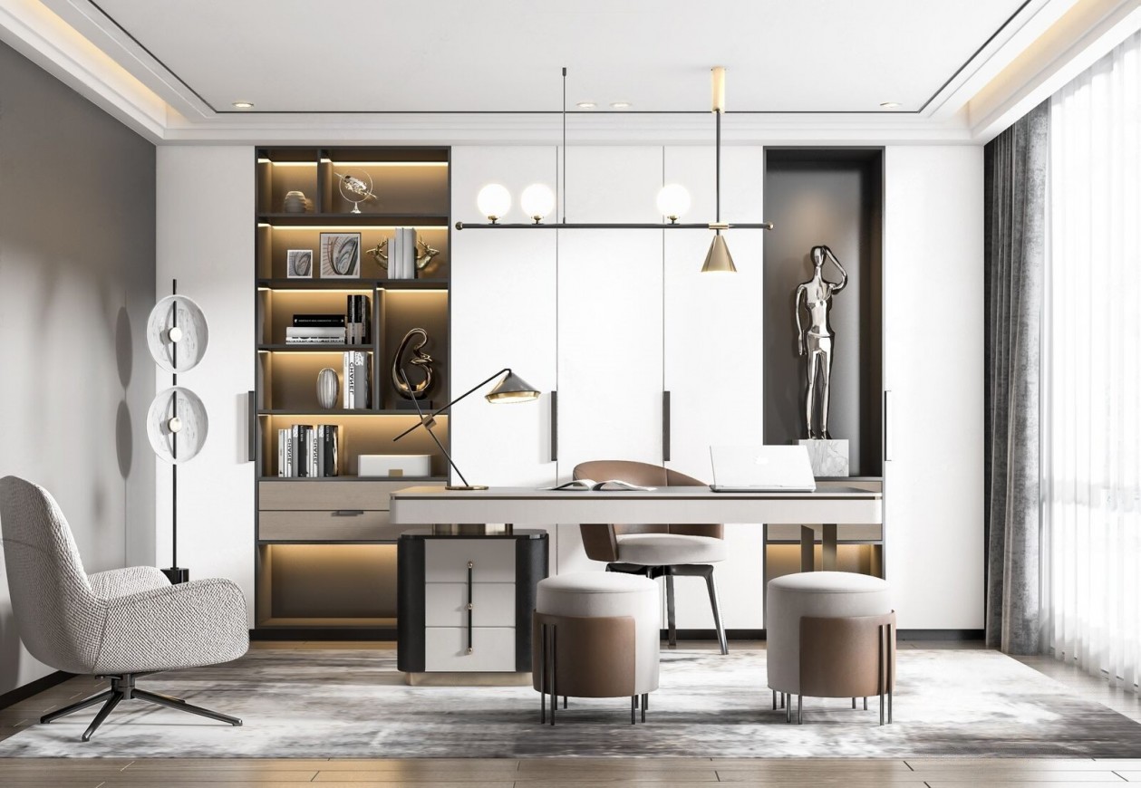 现代风格超简洁书房-3