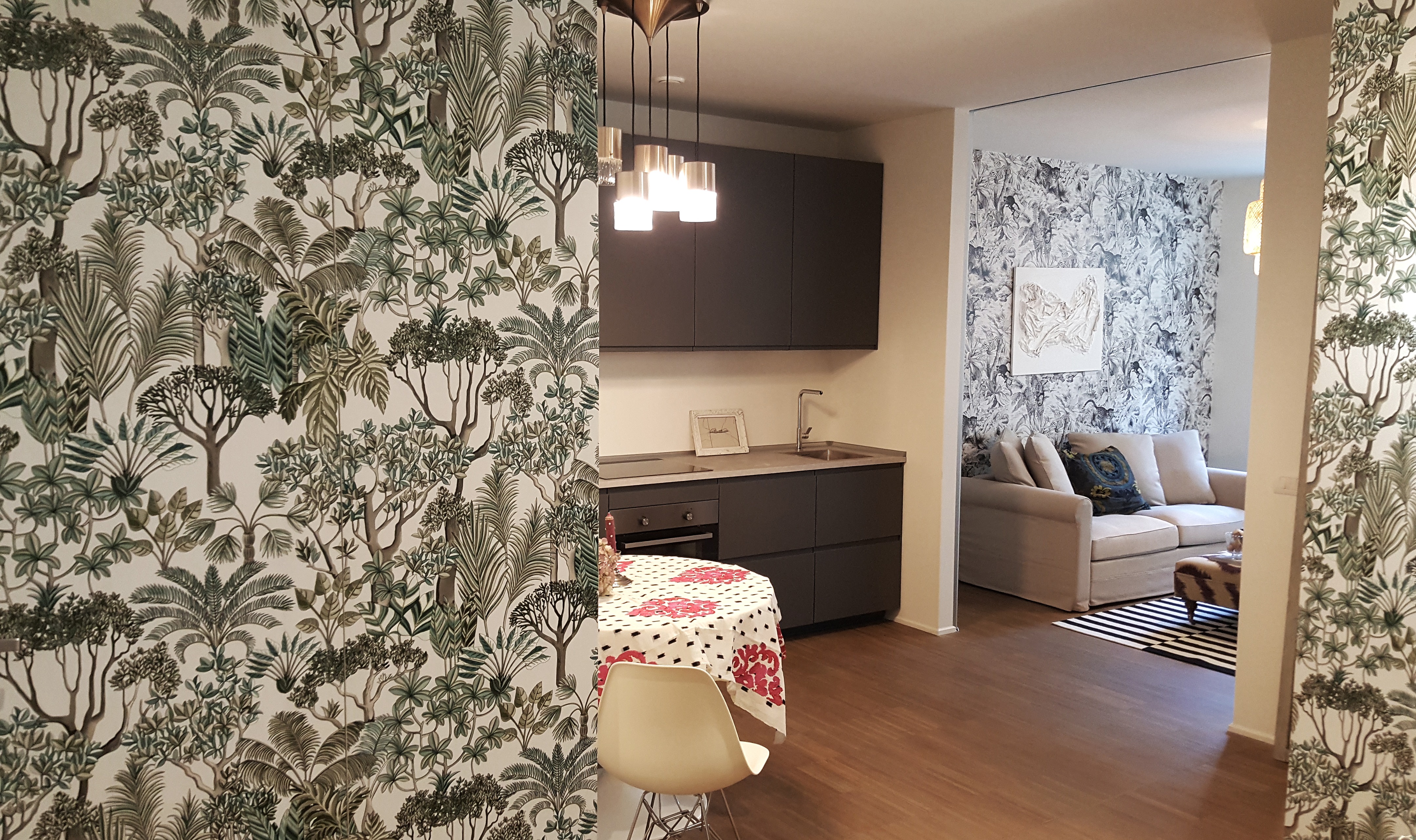 米兰“Fontanili 路公寓”绿色丛林风格室内设计-4