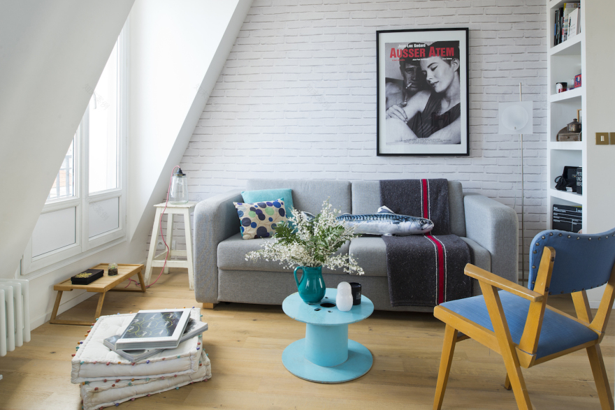 巴黎屋顶下的 38 平米小天堂 | 温馨弧形墙,打造流畅动线-2