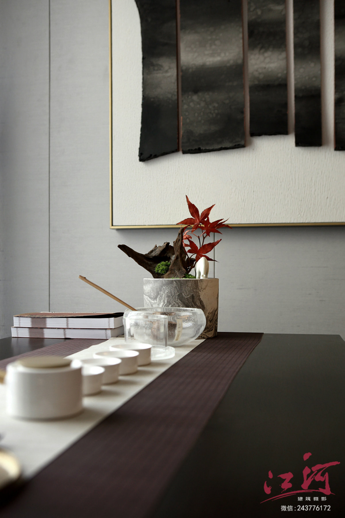 新中式高级灰格调样板房空间摄影-12