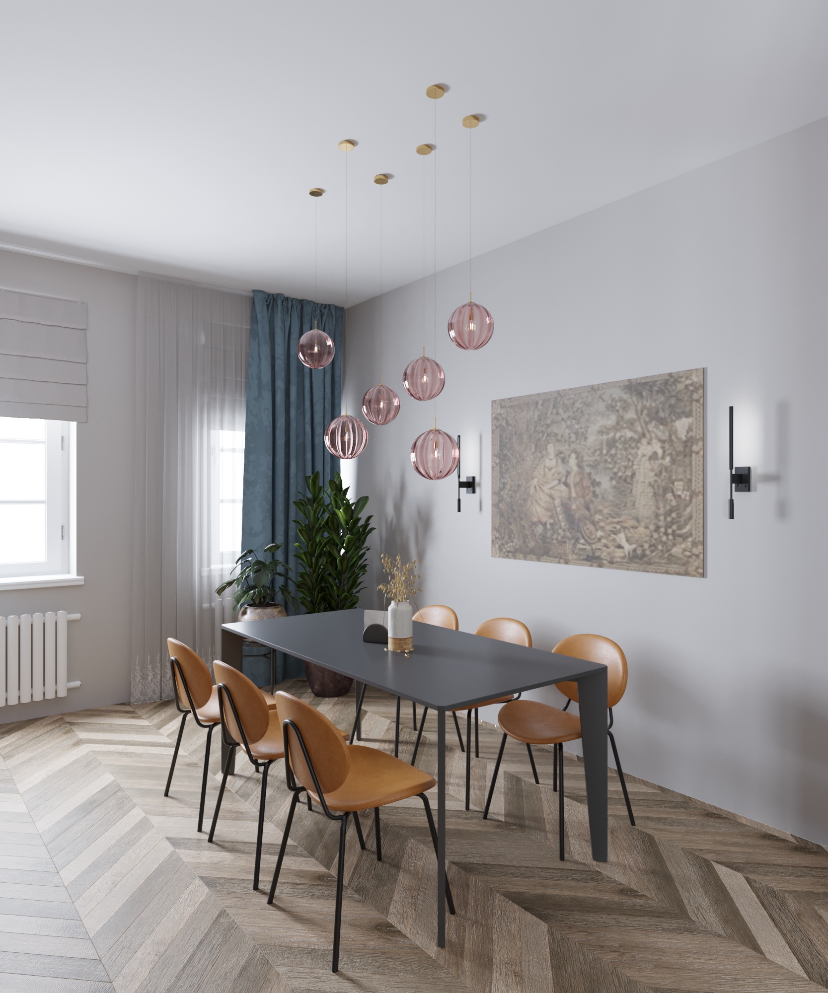 Living room with fireplace in a country house-6