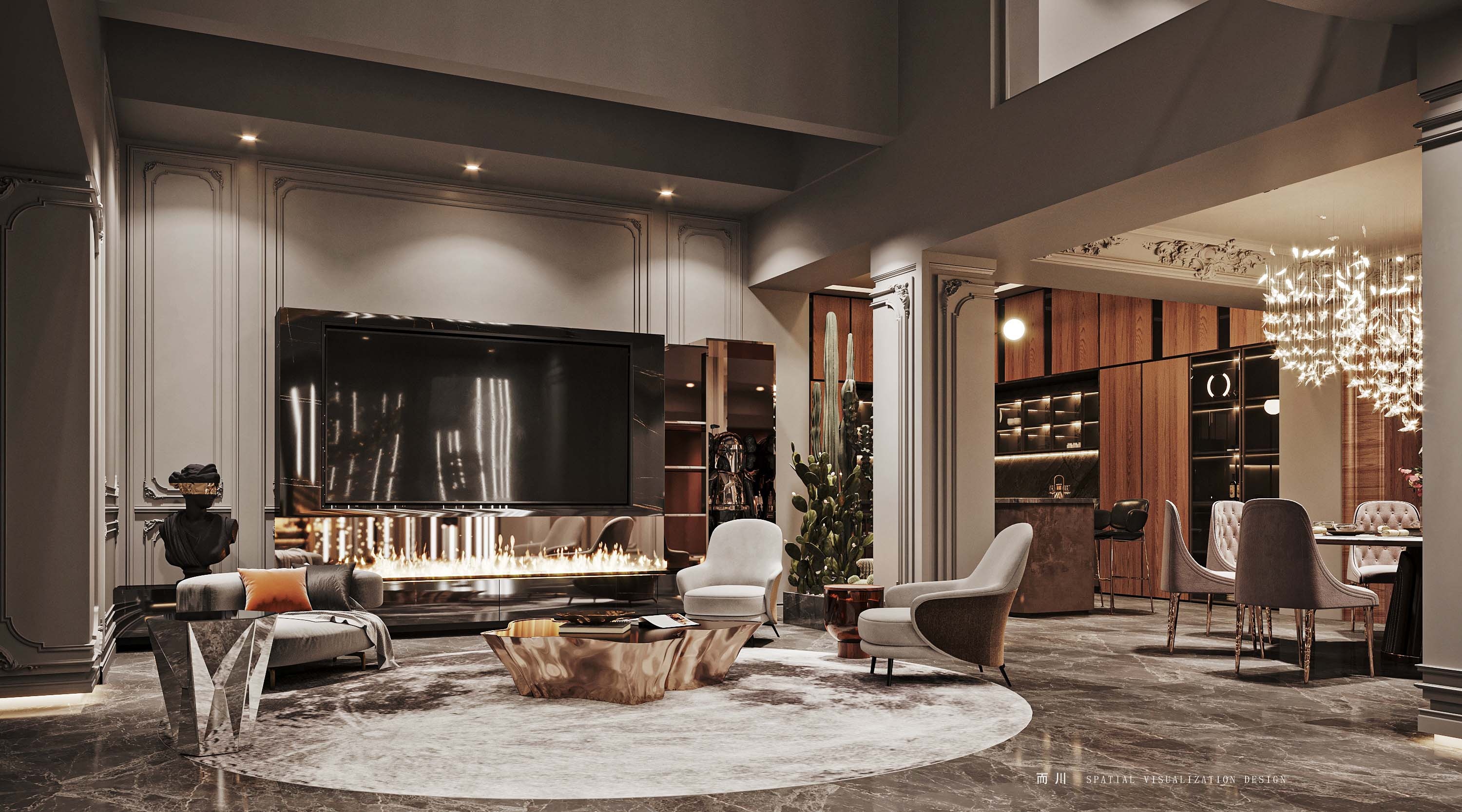 意式风情别墅设计丨而川空间可视化工作室-13