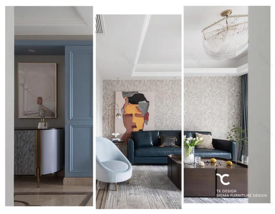 杭州 190m2 现代轻奢平层之家,以克莱因蓝加莫奈灰诠释温柔优雅-28