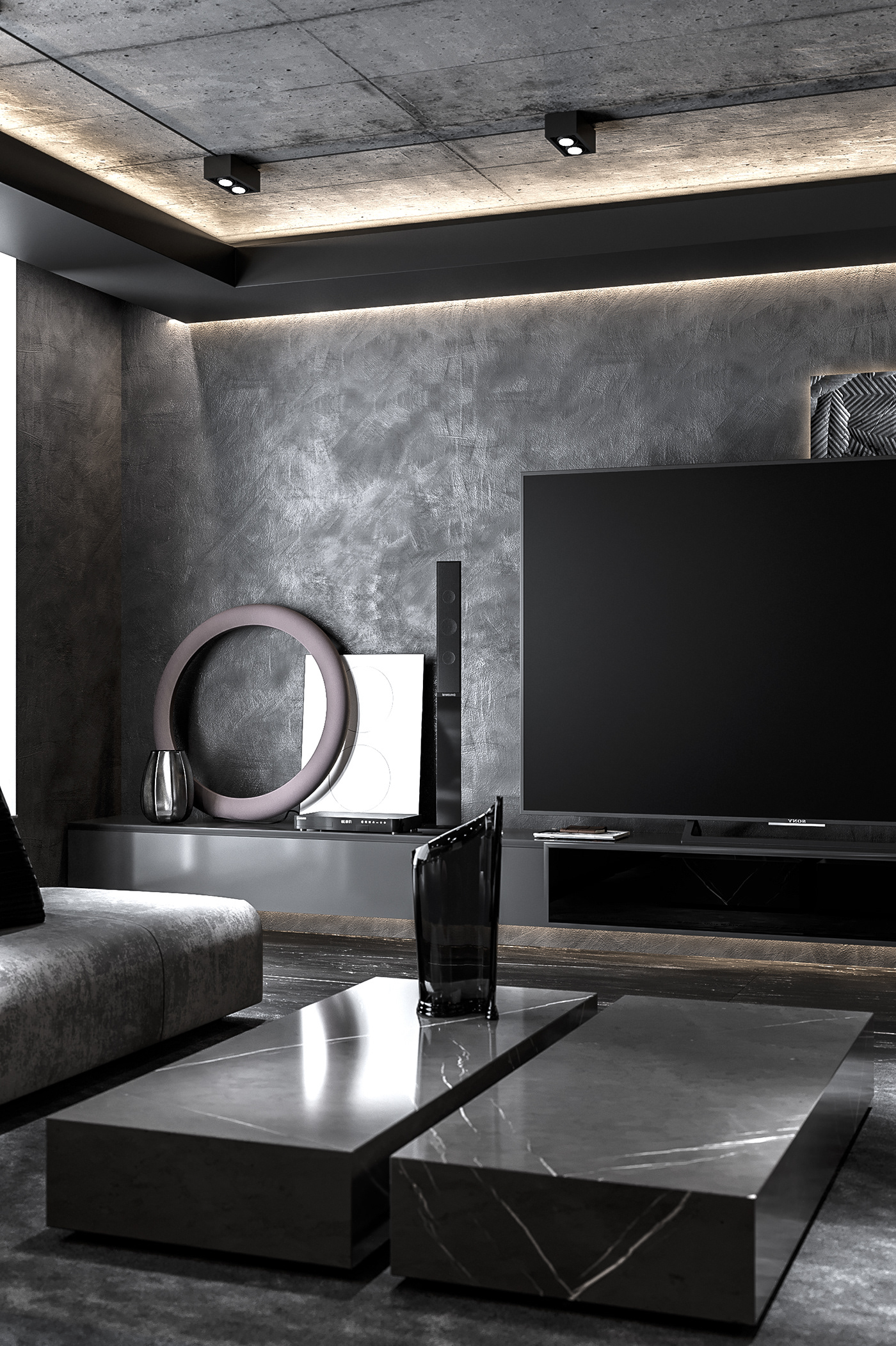 Dark Luxury Living Area-4