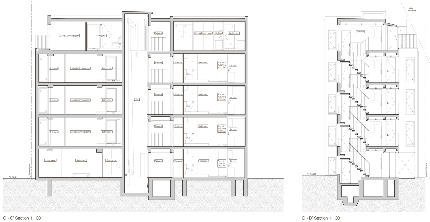FUDOMAE公寓楼，东京/有六个竖直空隙的公寓-99