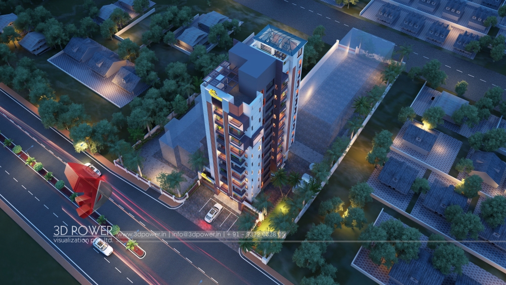 Threed Power Visualization Rahul丨公寓建筑丨3D Architectural Rendering Of Highrise Apartment with complete Interiors & Exteriors-2