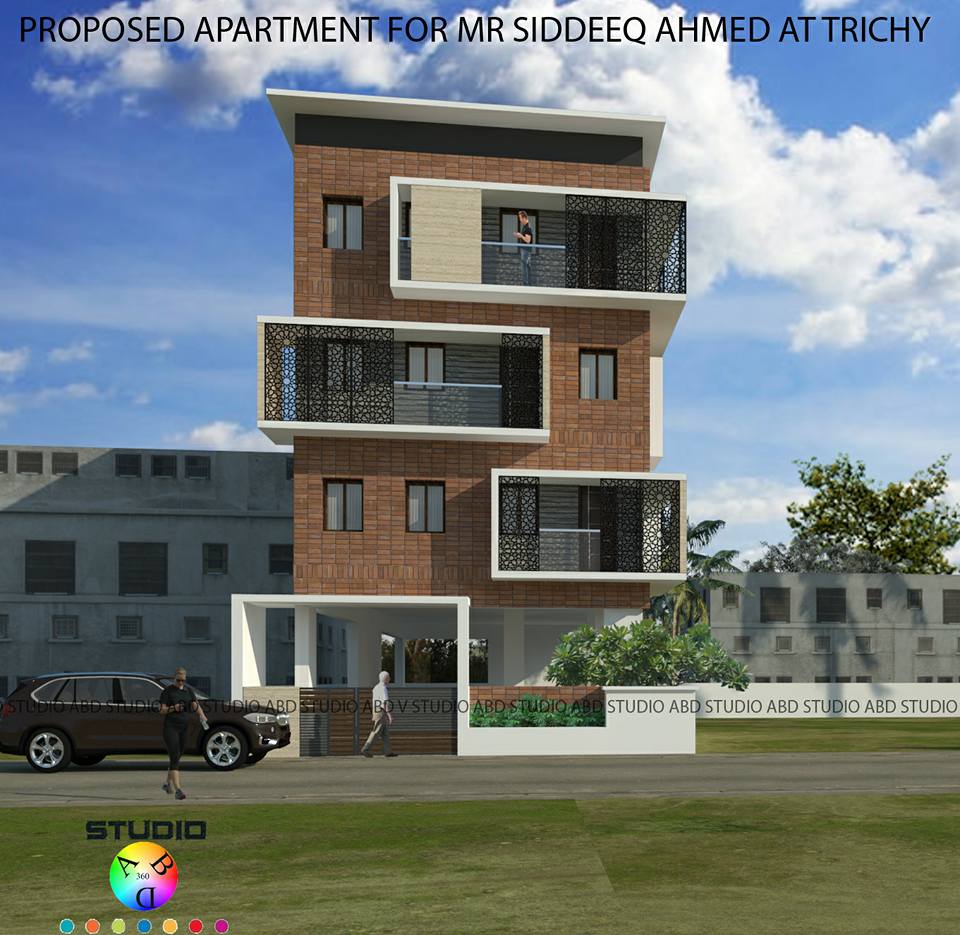 Apartment Elevation Design in Trichy – Khaja Nagar-2