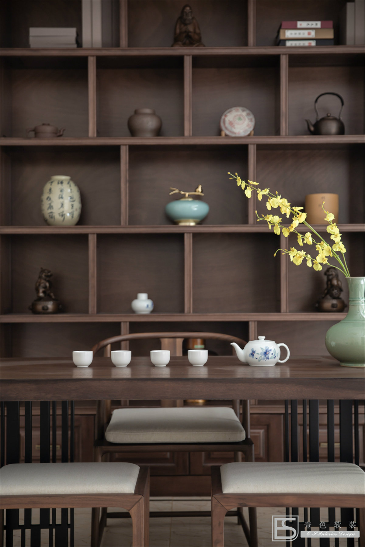 壹色软装 | 现代轻奢融入新中式，打造 350m2 中央美墅-34