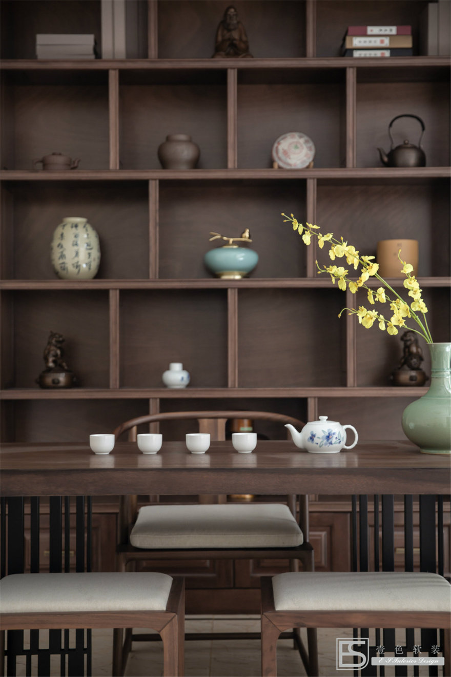 壹色软装 | 现代轻奢融入新中式,打造 350m2 中央美墅-34