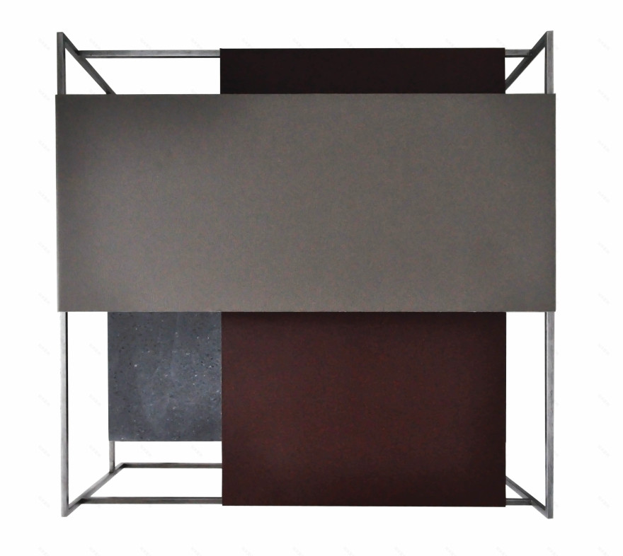 定制尺寸四轮桌 金属结构搭配自然材质-3