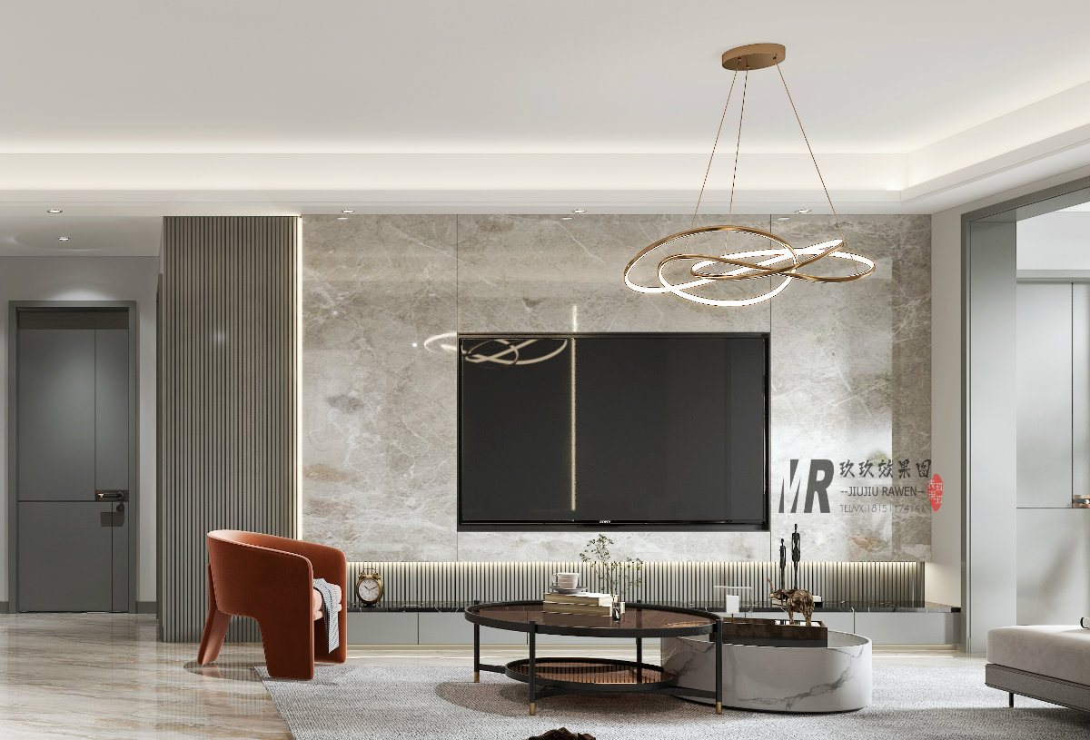 现代简约 |现代轻奢 |客餐厅、卧室效果图案例分享——玖玖设计表现-5