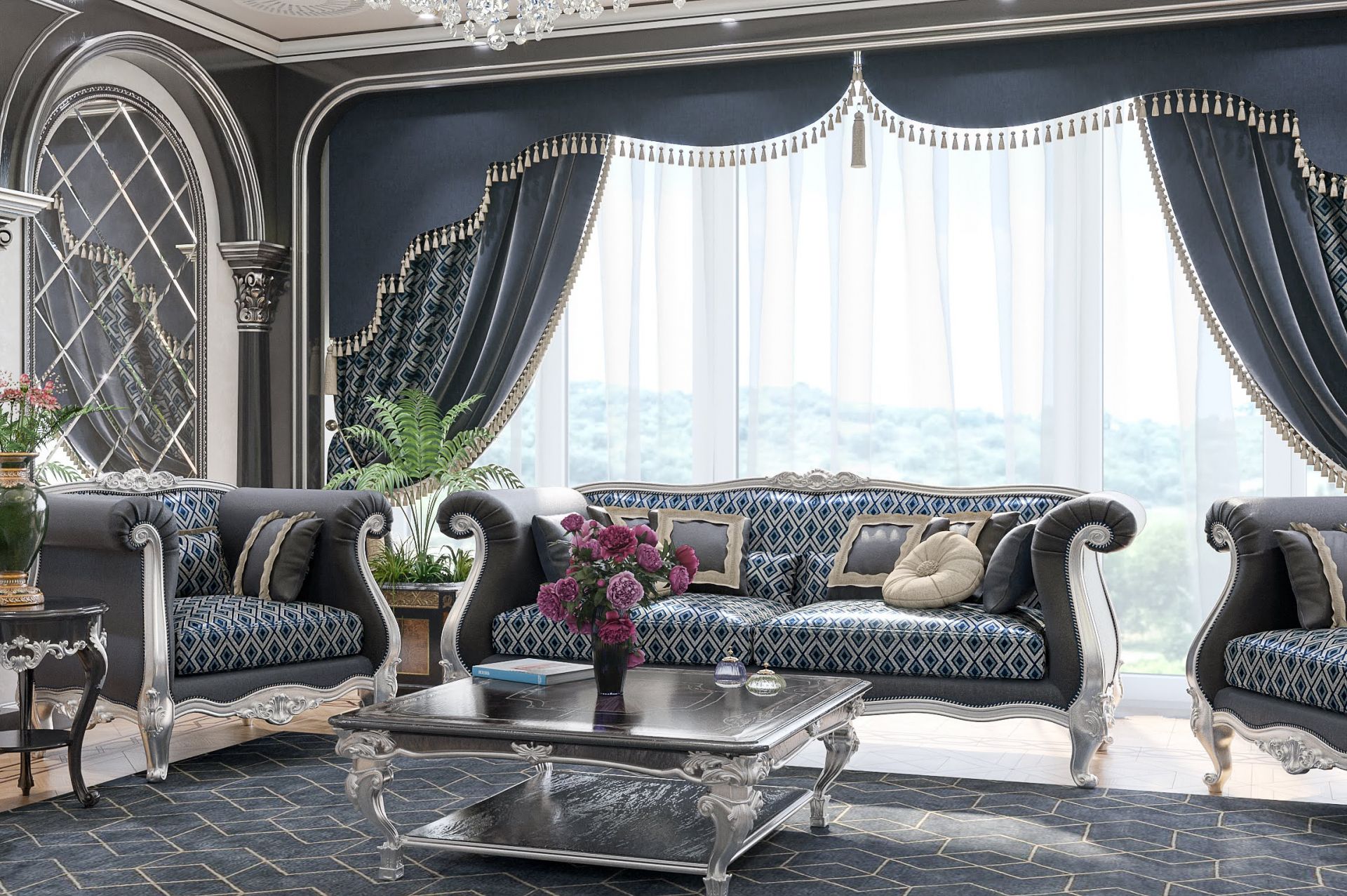 惊艳的银灰 Mother of Pearl 客厅设计-1