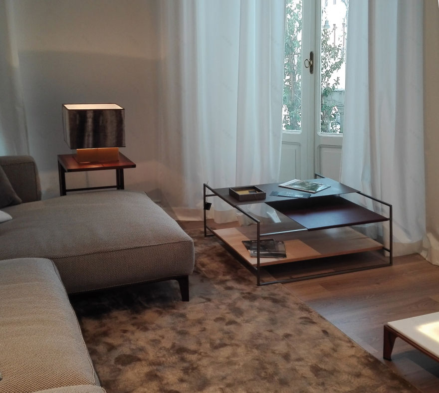 定制尺寸四轮桌 金属结构搭配自然材质-0