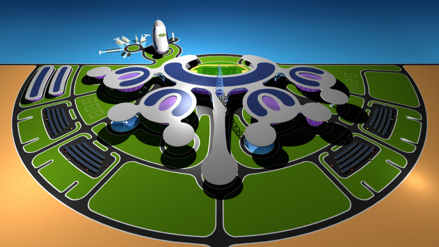 沙漠之花—— Giancarlo Zema 设计的多功能运动中心-2