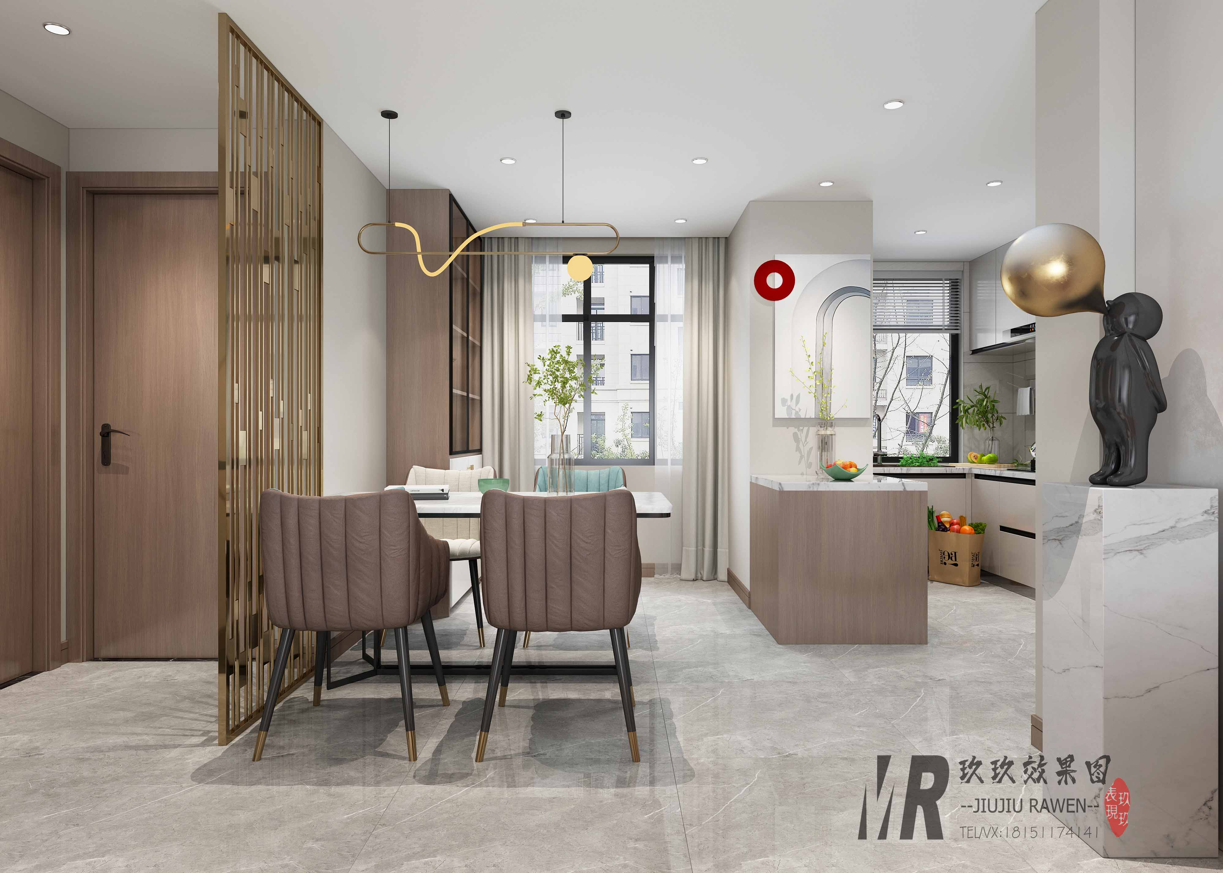 现代简约 |现代轻奢 |客餐厅、卧室效果图案例分享——玖玖设计表现-1