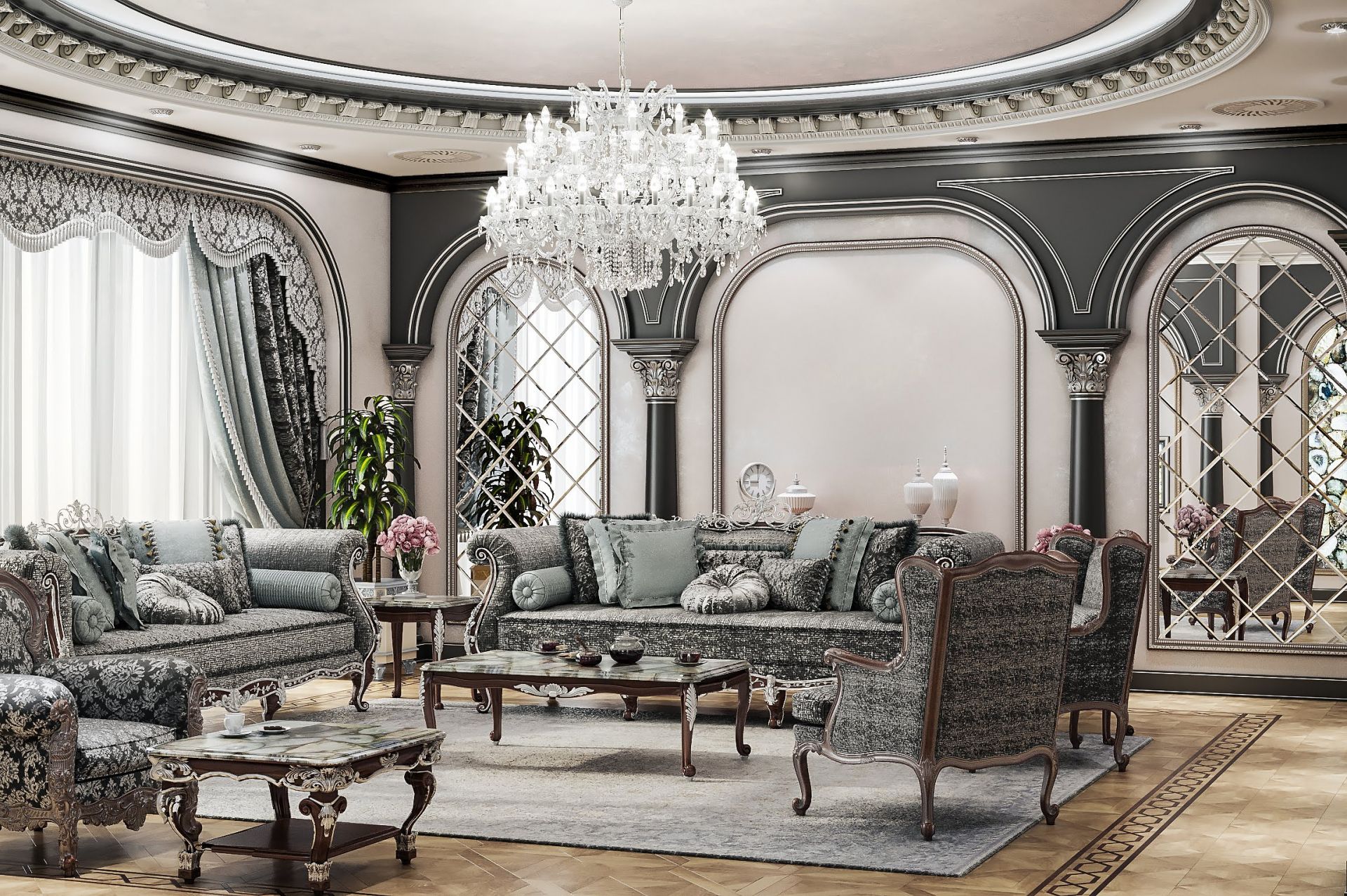 惊艳的银灰 Mother of Pearl 客厅设计-3