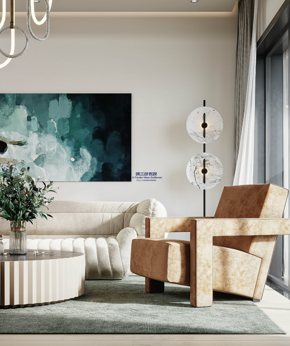 in-Tricolor|现代：艺术与灵感的碰撞，当蓝色海花撞入木色温柔的怀中​-1